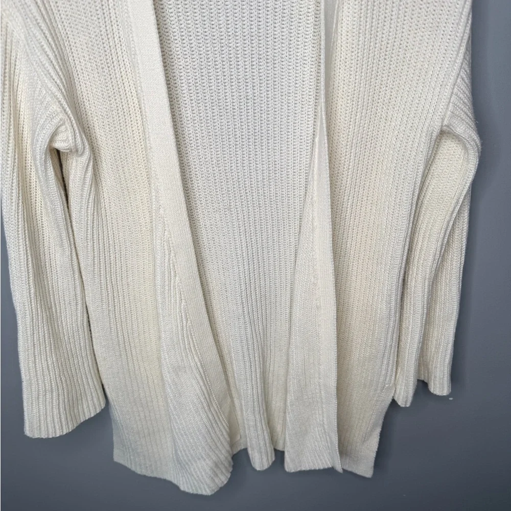 J. Crew Cotton Ribbed Open Front Sweater Cardigan - Cream